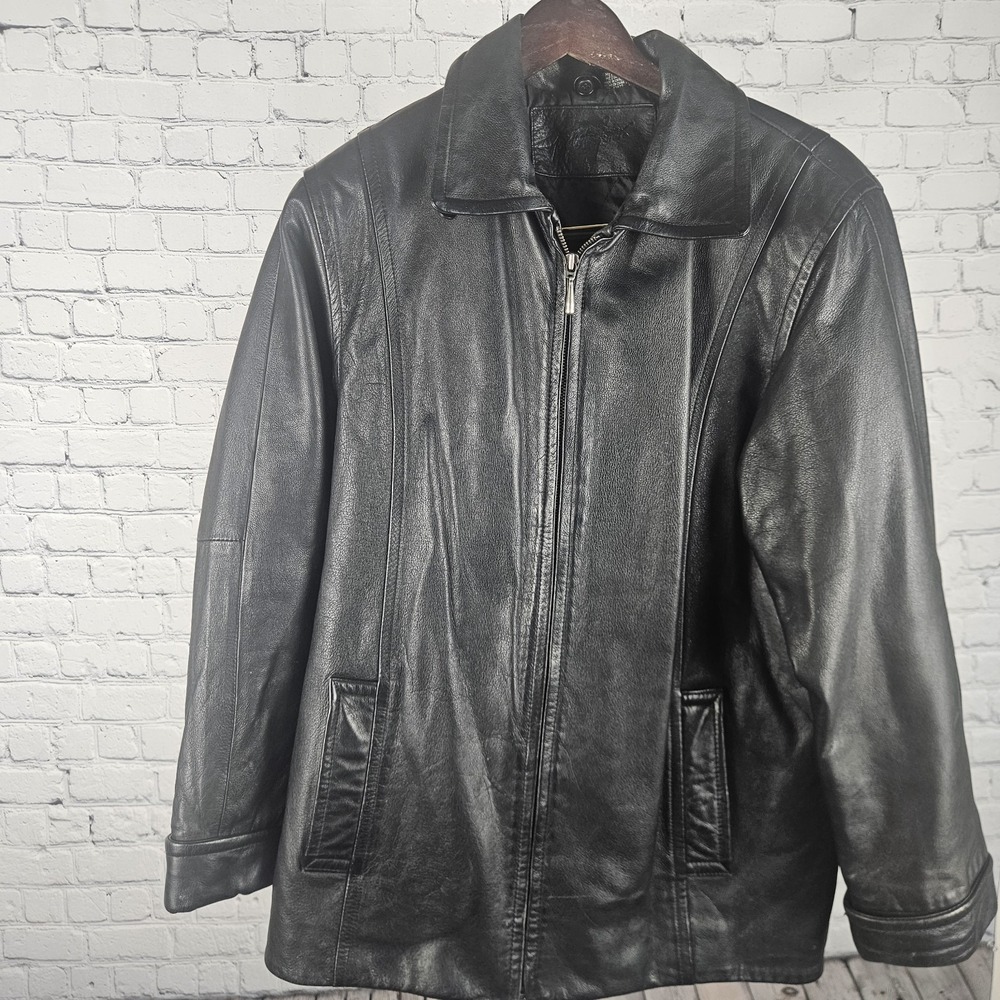 Marc New York Black Leather Jacket Men's Medium Zip Front‎ Coat